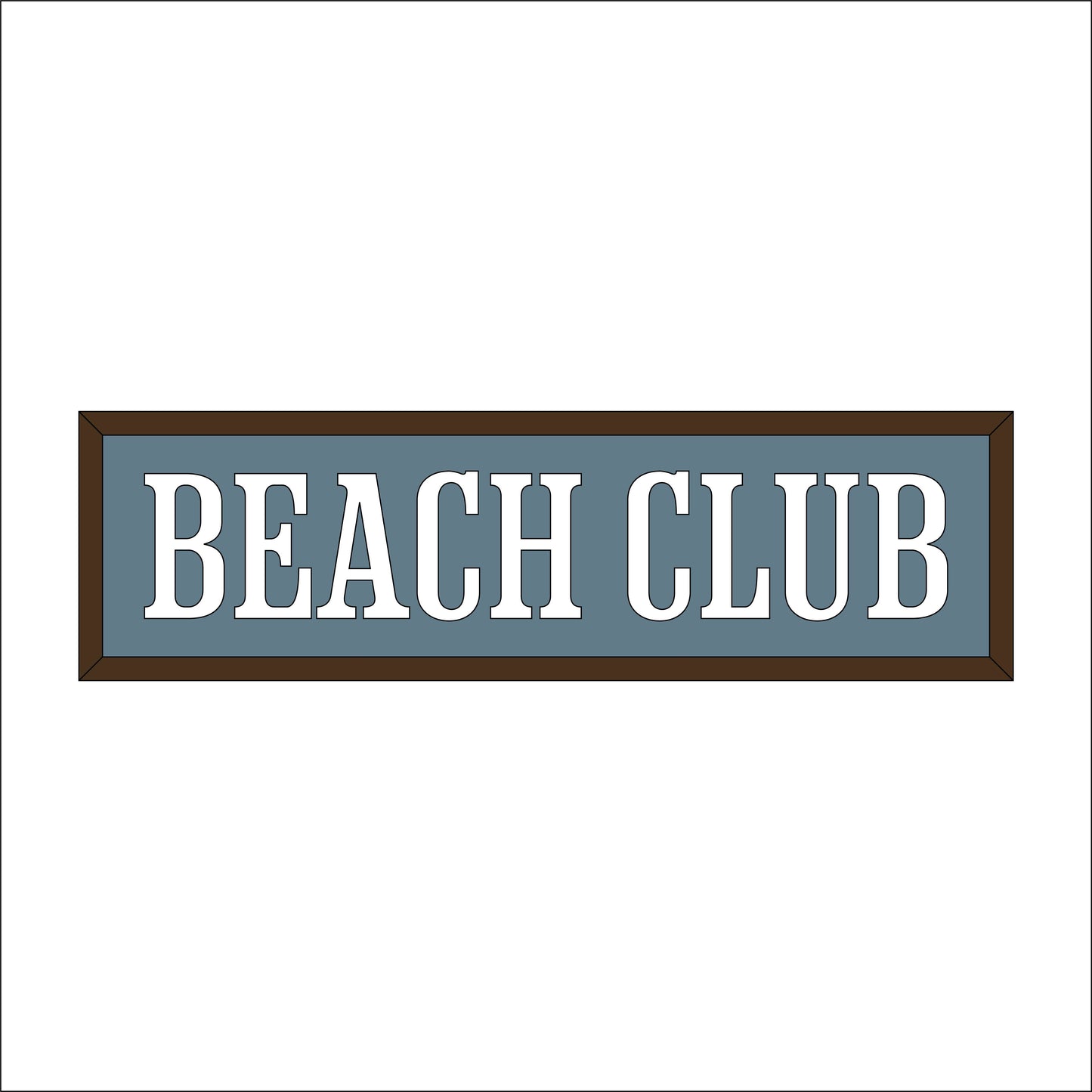 30cm Beach Club Rectangle Sign