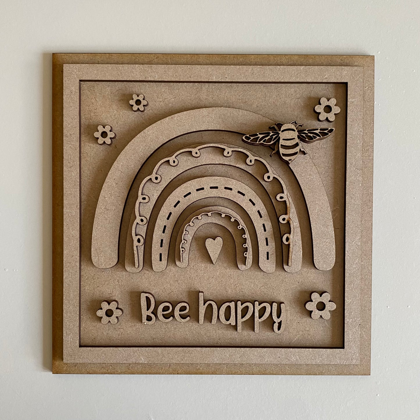19cm Bee Happy Rainbow Sign
