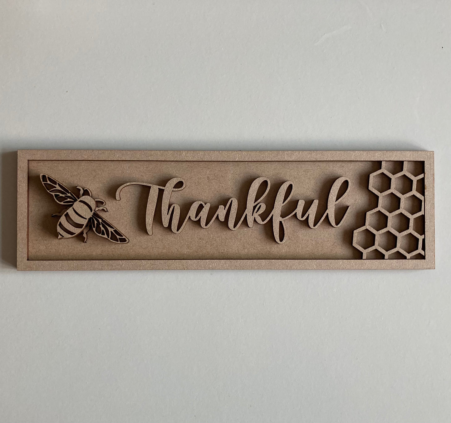 30cm Bee Thankful Rectangle Sign
