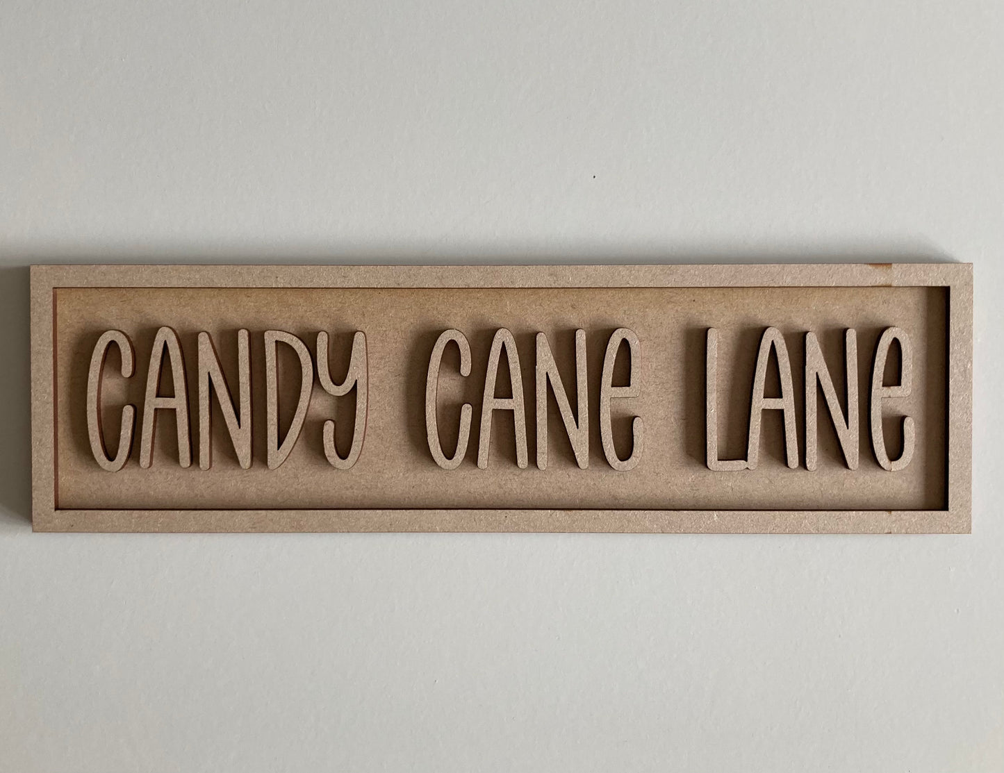30cm Candy Cane Lane Rectangle Sign