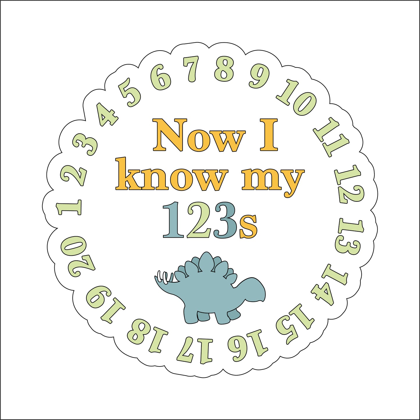 20cm Dinosaur 123 Sign