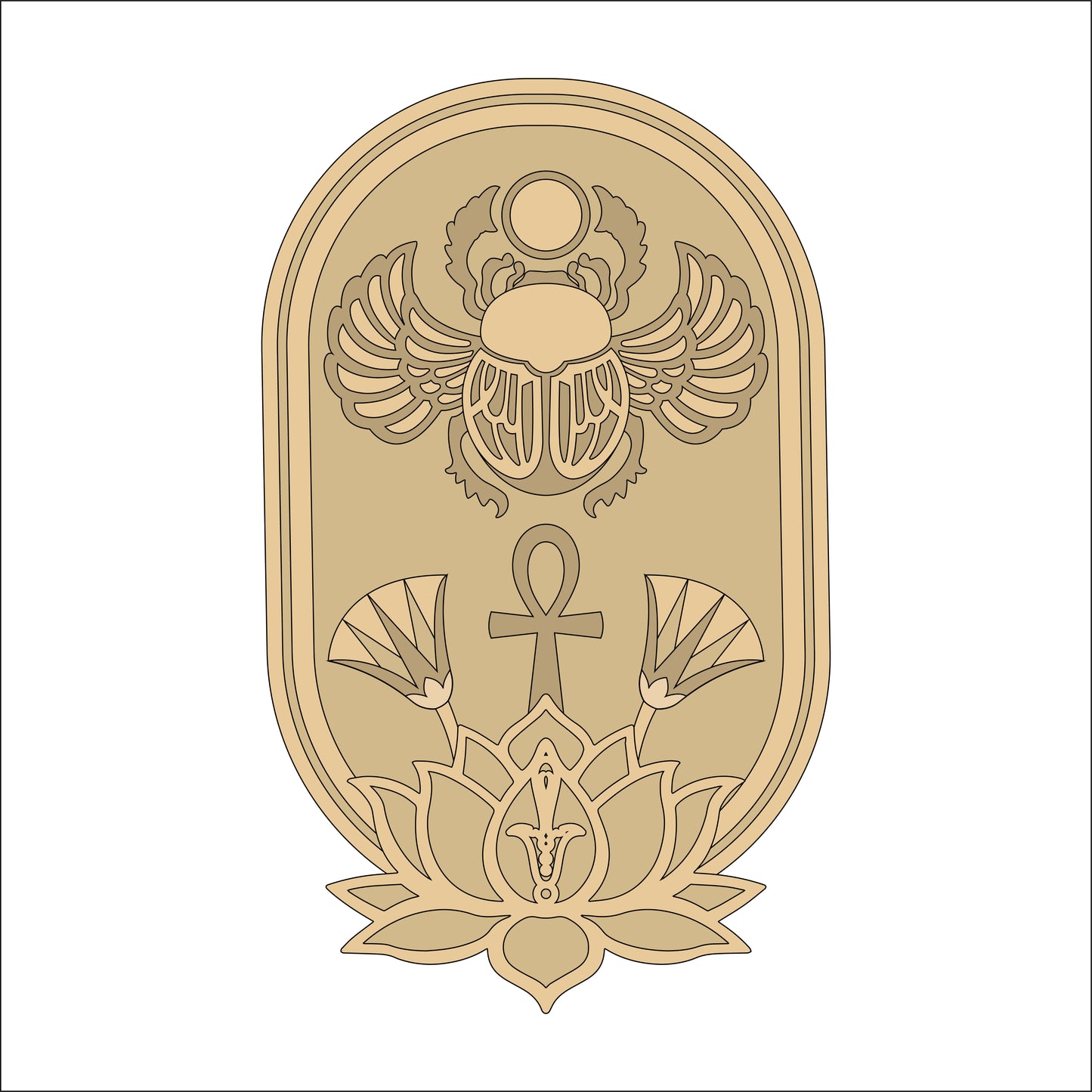 30cm Egyptian Scarab Beetle & Lotus Flower Sign