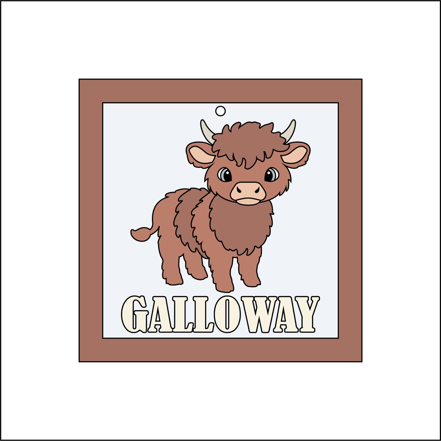 9cm Highland Cow Calf Galloway Mini Frame