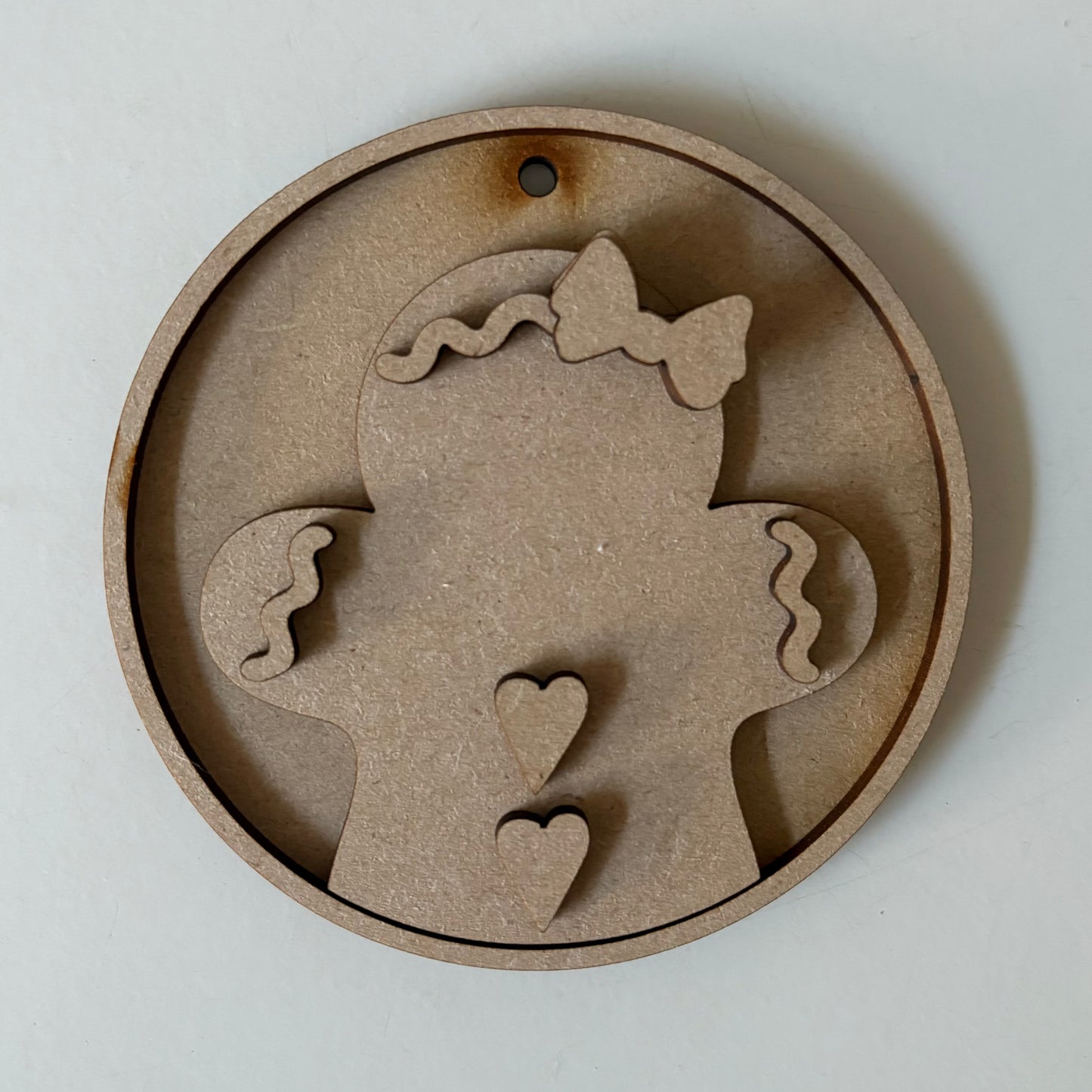 10cm Primitive Gingerbread Lady Round Bauble