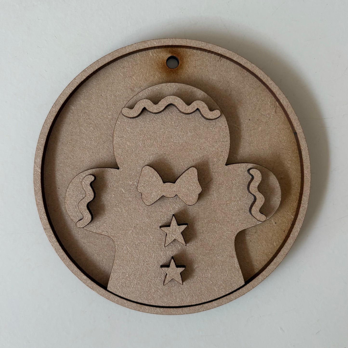 10cm Primitive Gingerbread Man Round Bauble