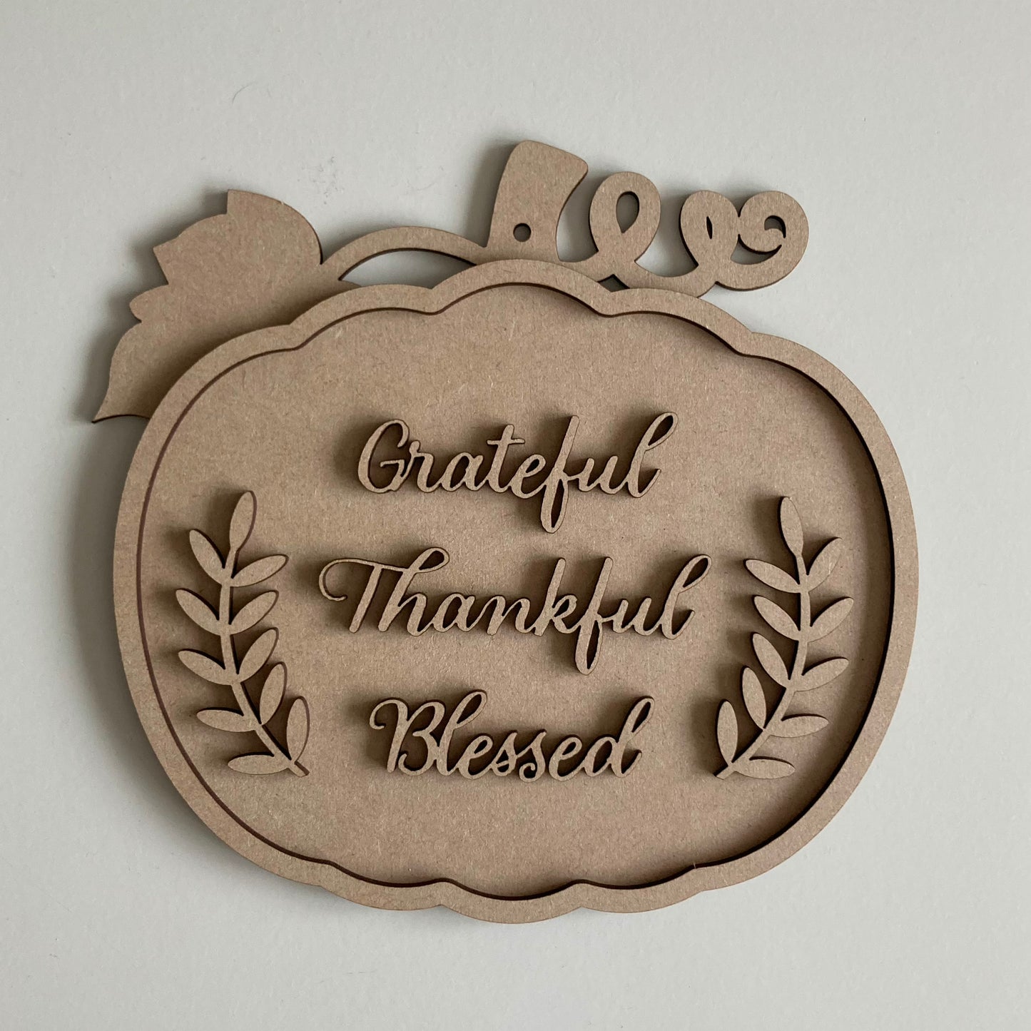 20cm Grateful Thankful Blessed Pumpkin Sign