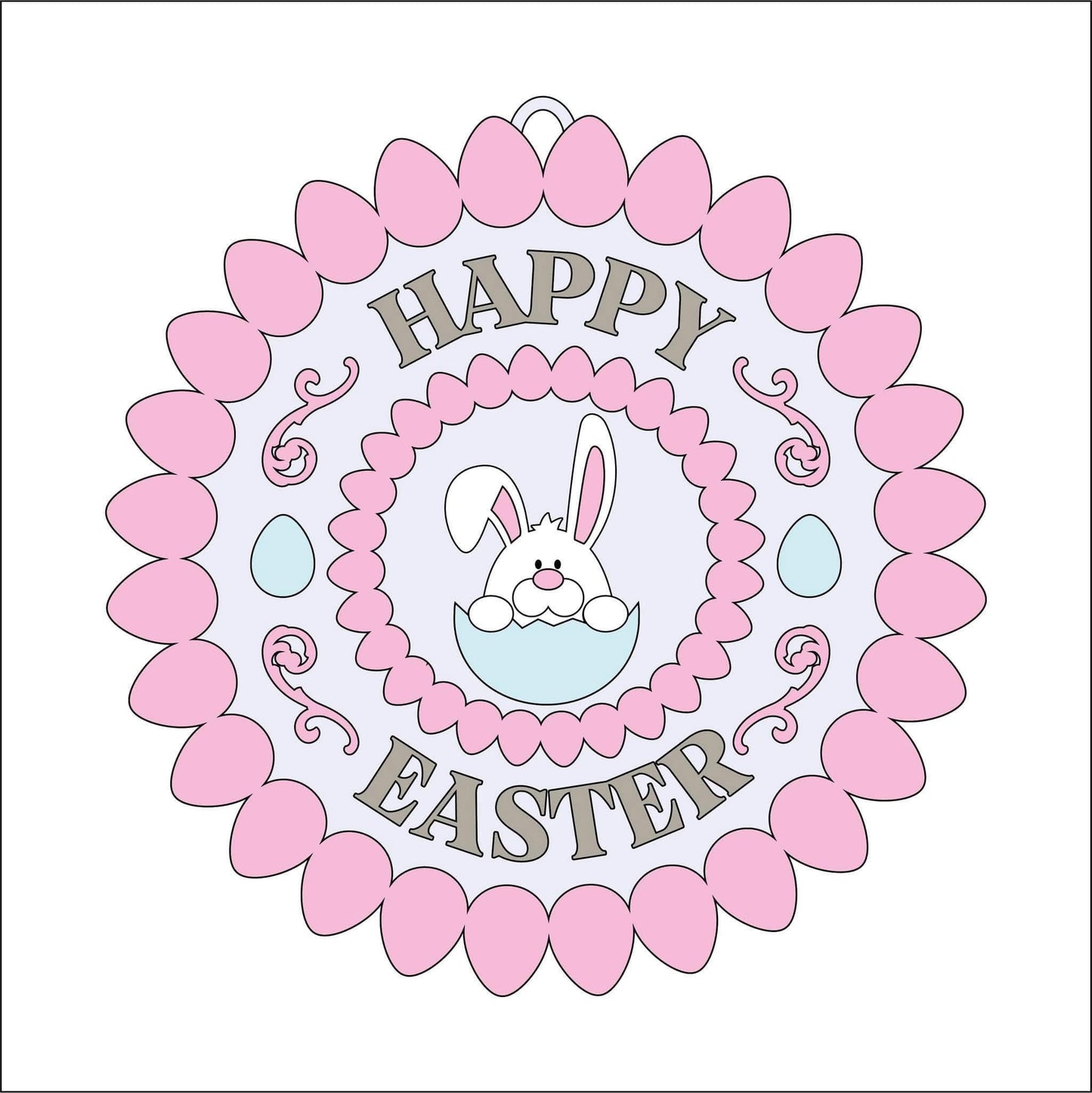 20cm Happy Easter Egg Border - Bunny In Egg Sign