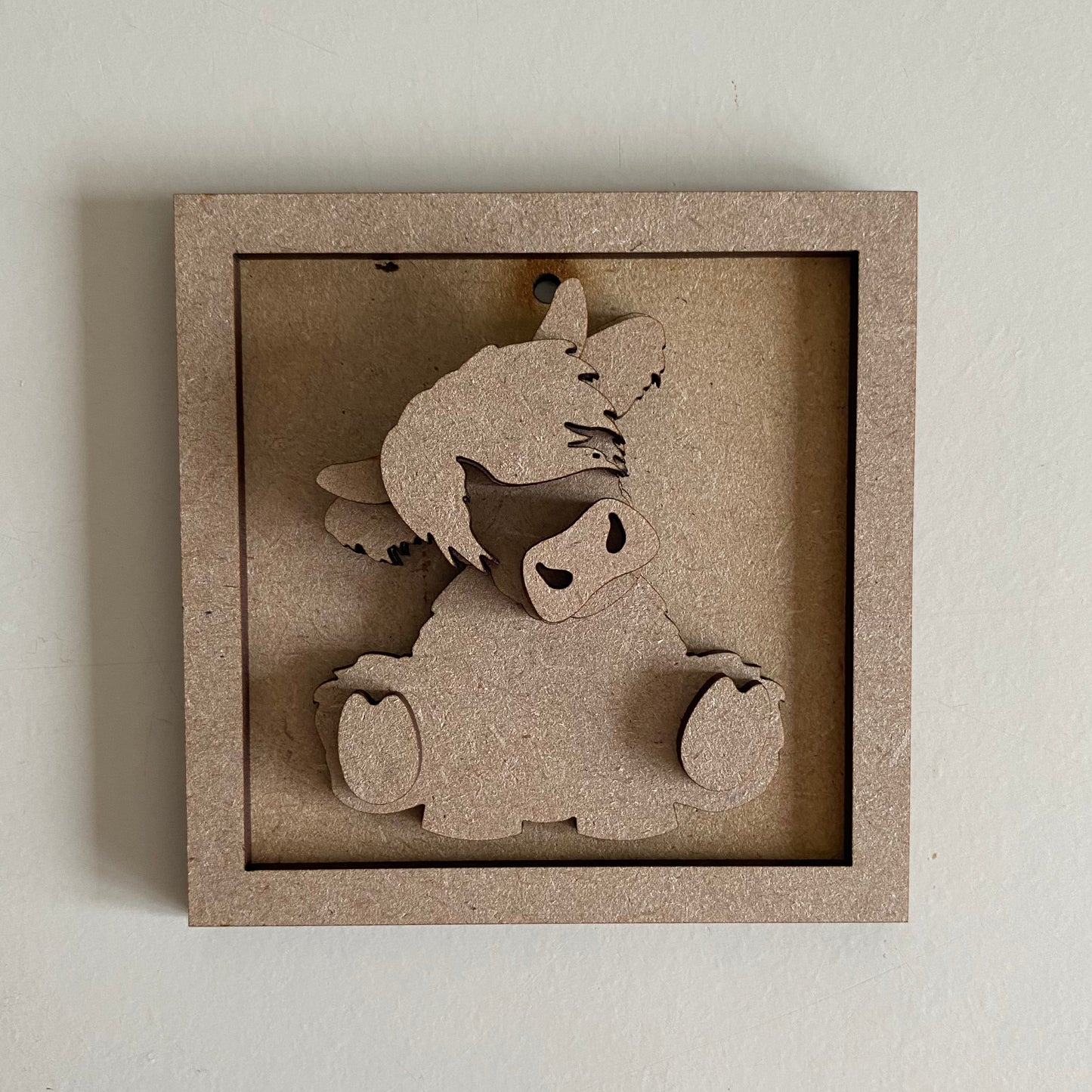 9cm Highland Cow With Tilted Head Mini Frame