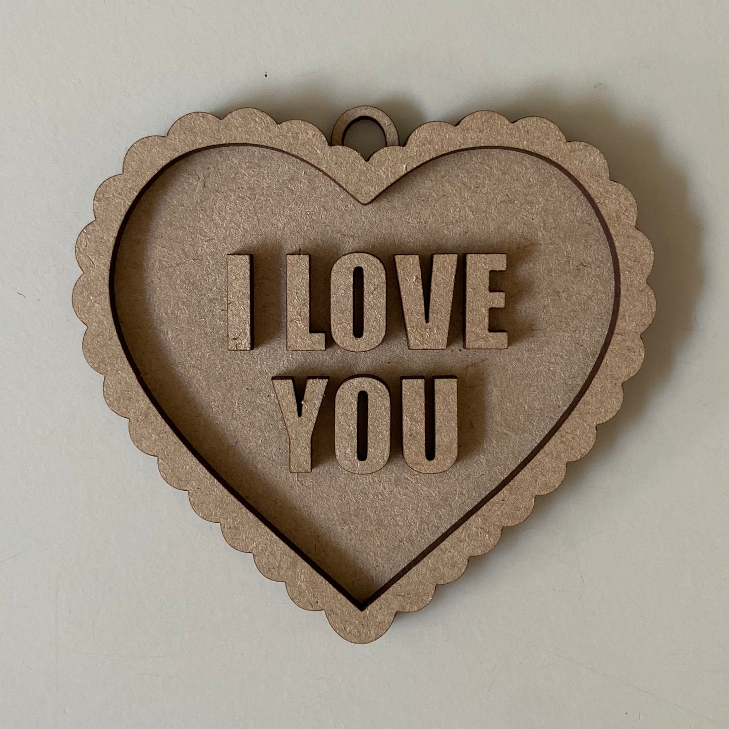 10cm I Love You Scalloped Heart Decoration