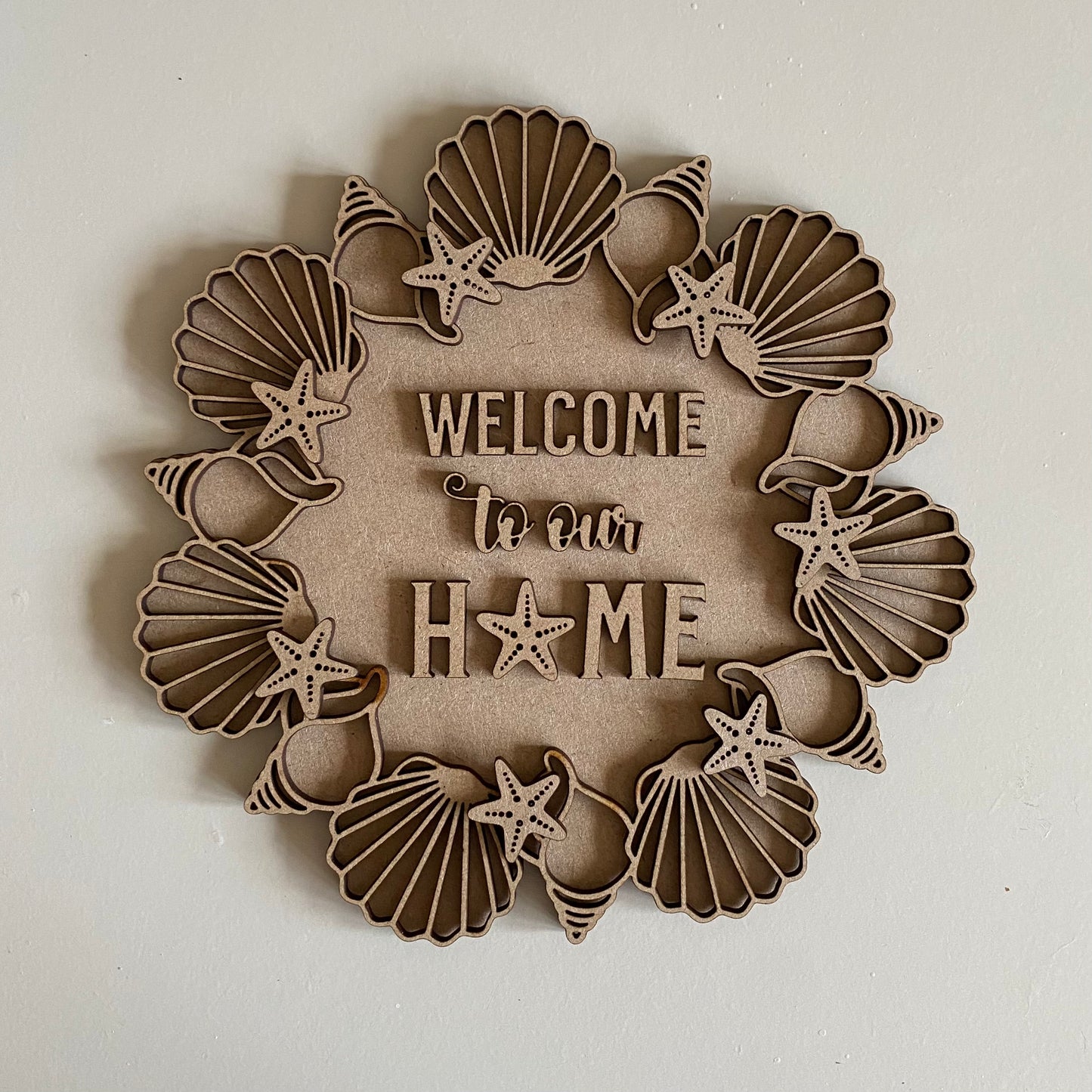 20cm Welcome To Our Home Shells Wreath