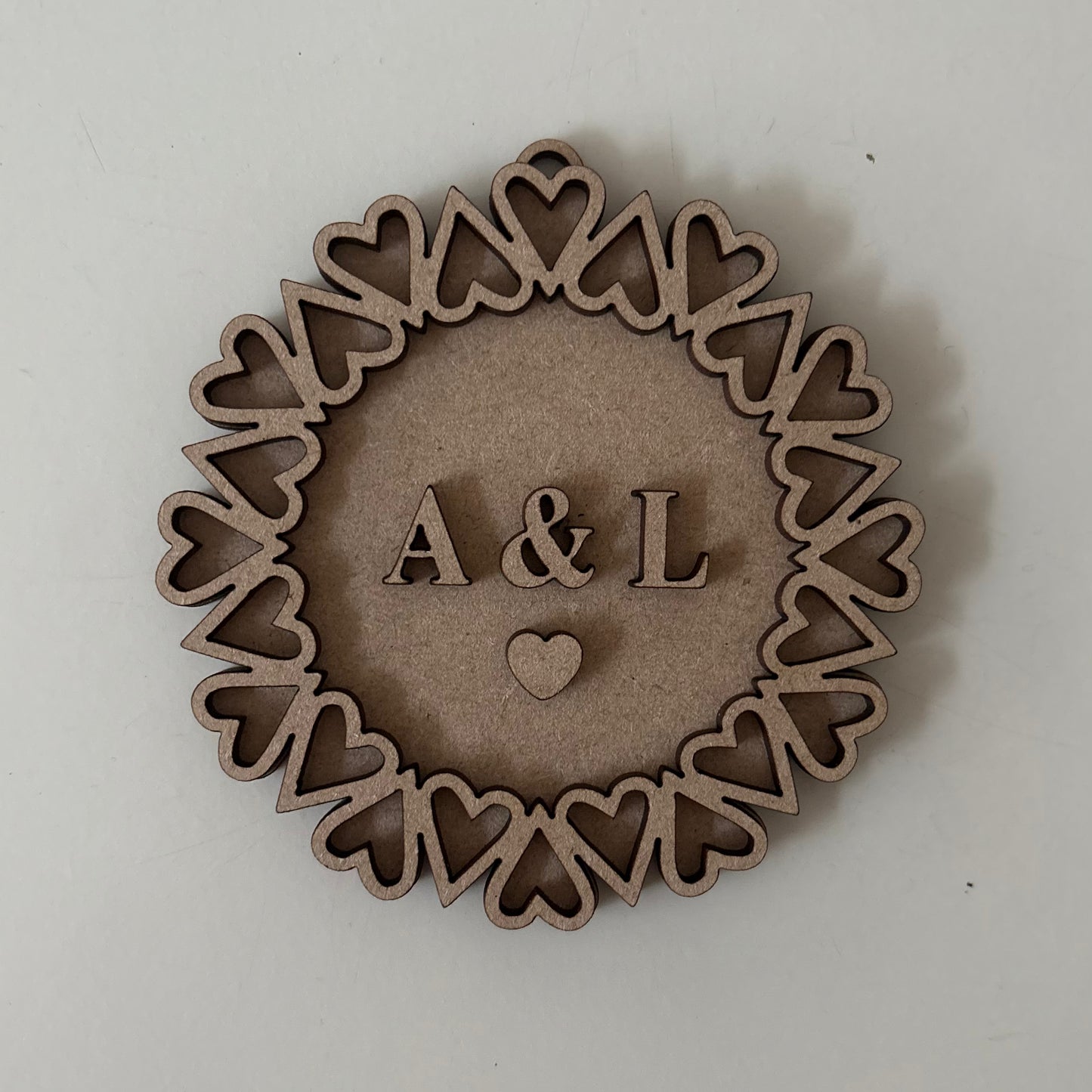 10cm Personalised Initials Heart Border Bauble