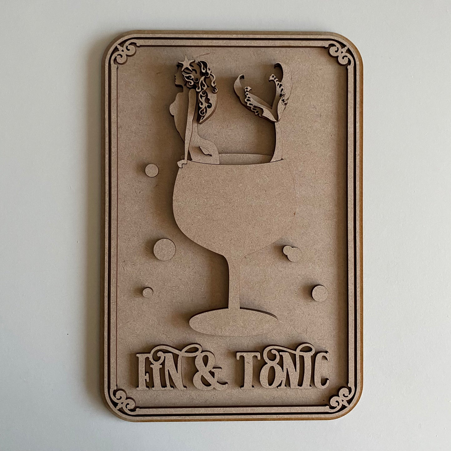 30cm Fin & Tonic Mermaid Sign