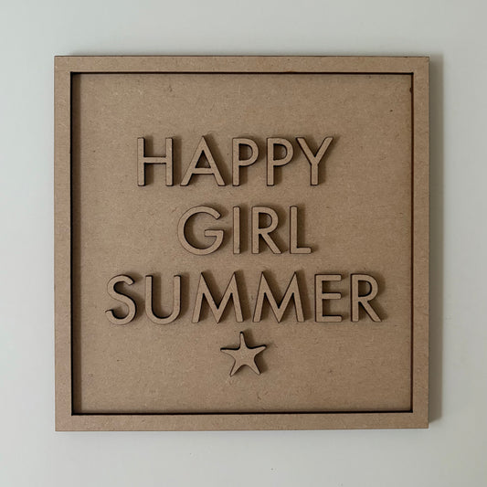 19cm Happy Girl Summer Square Sign