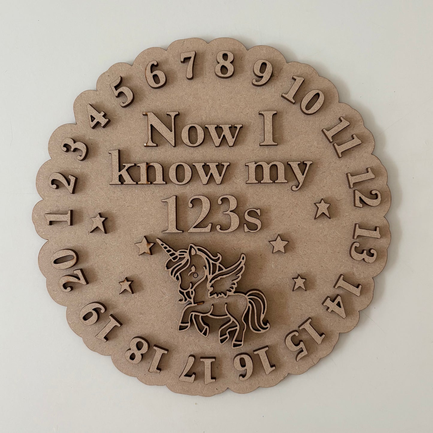 20cm 123 Unicorn Sign