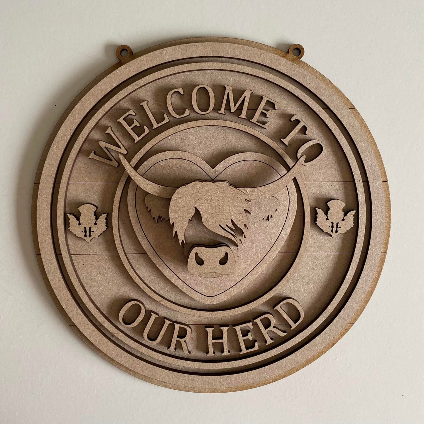 20cm Welcome To Our Herd Highland Cow Sign