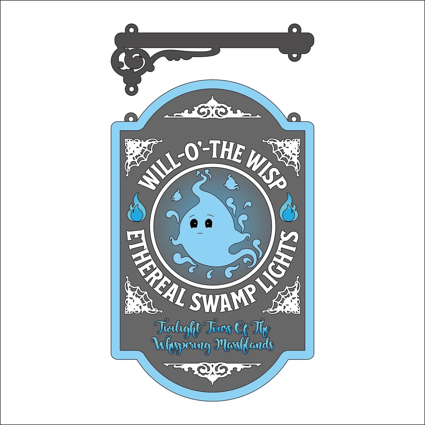25cm Will-O'-The Wisp Hanging Sign