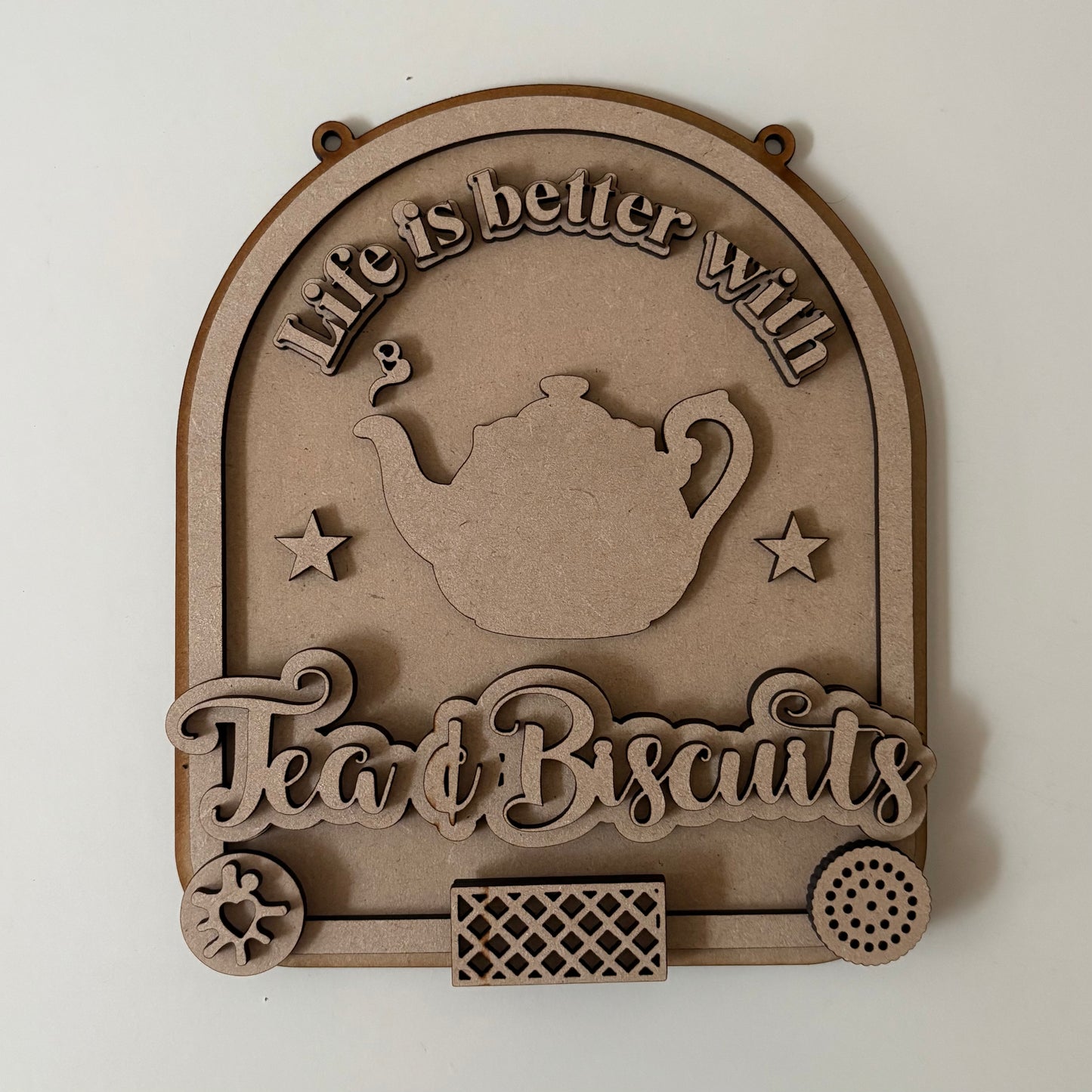 20cm Life Is Better with Tea & Biscuits Sign