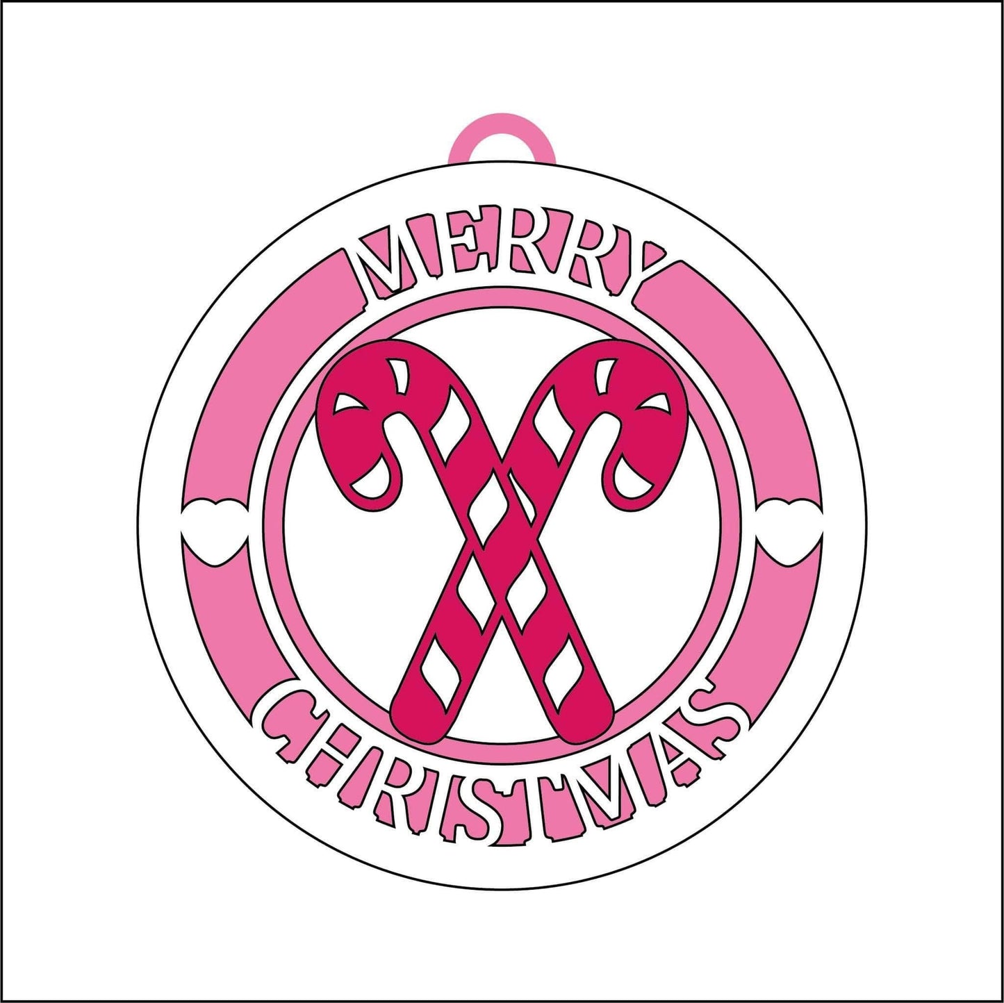10cm Merry Christmas Candy Canes Bauble