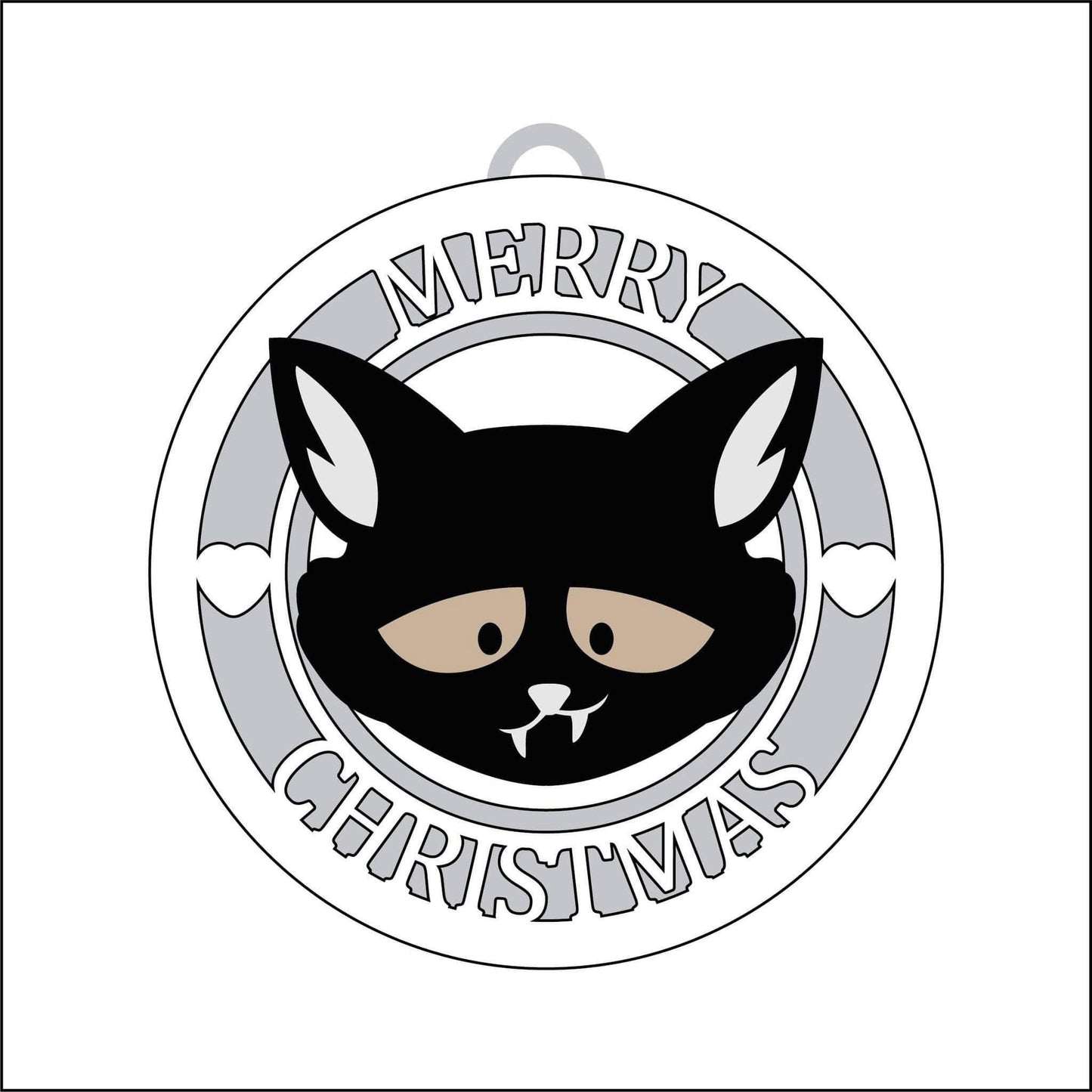 10cm Merry Christmas Cat Bauble