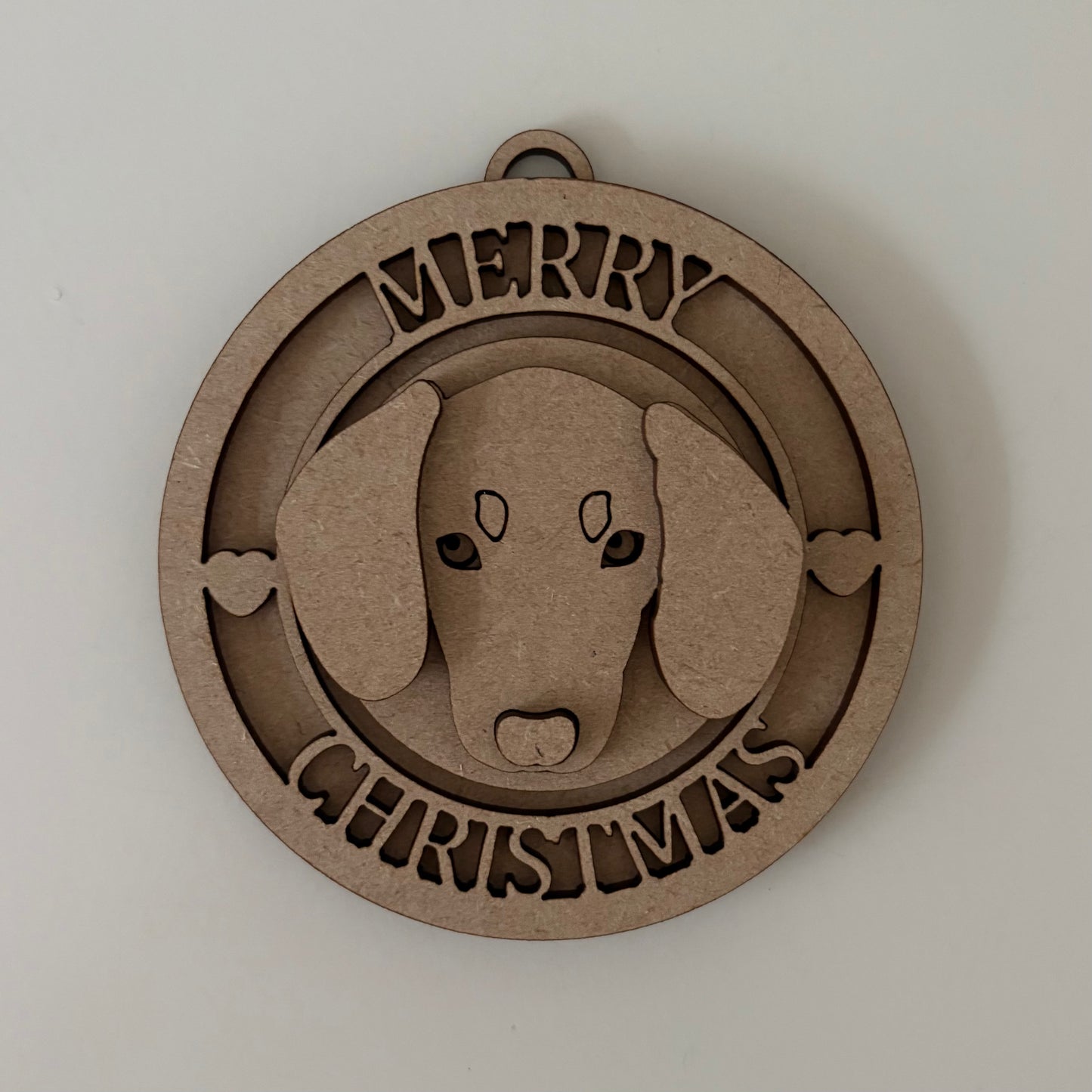 10cm Merry Christmas Sausage Dog Bauble