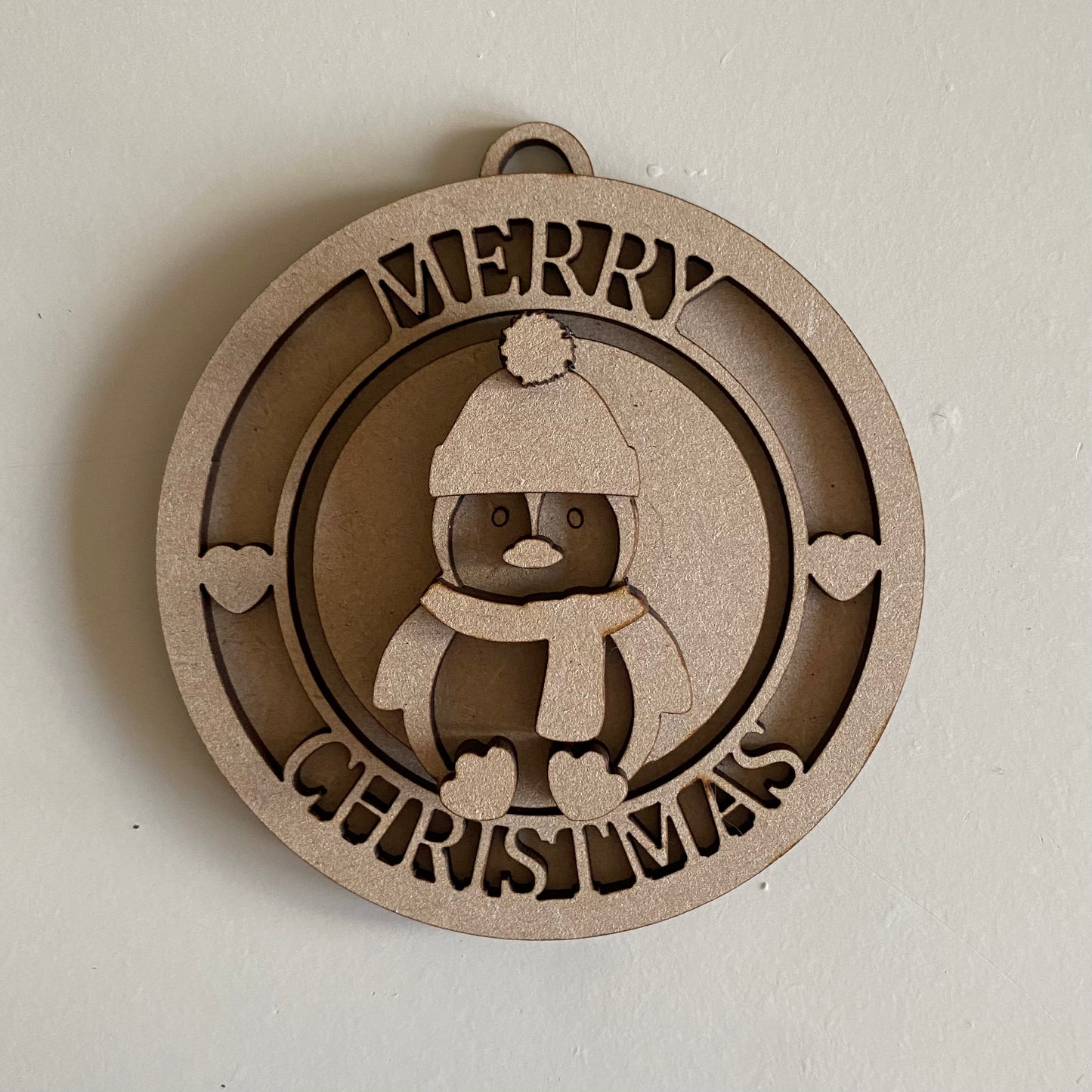10cm Merry Christmas Penguin Bauble