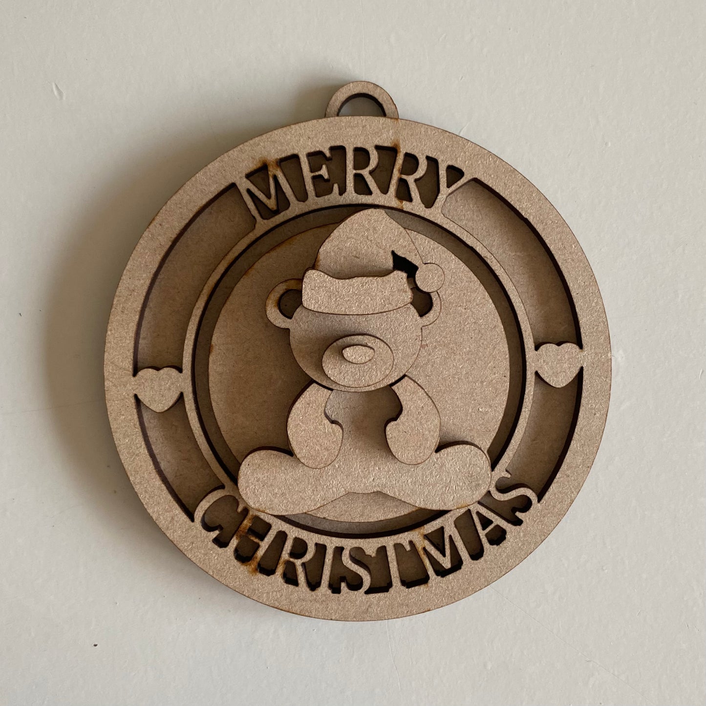 10cm Merry Christmas Bear Bauble