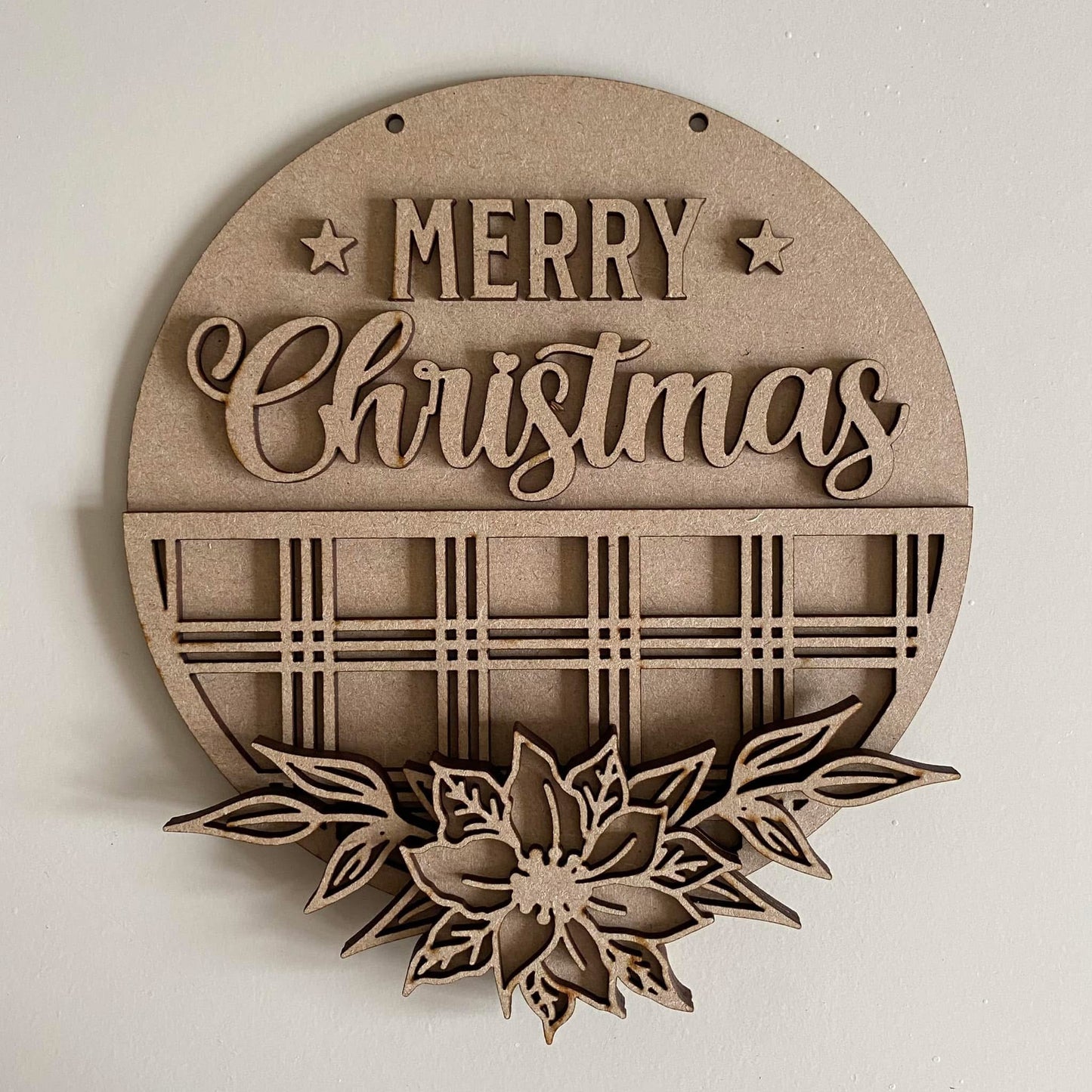 20cm Merry Christmas Tartan Sign