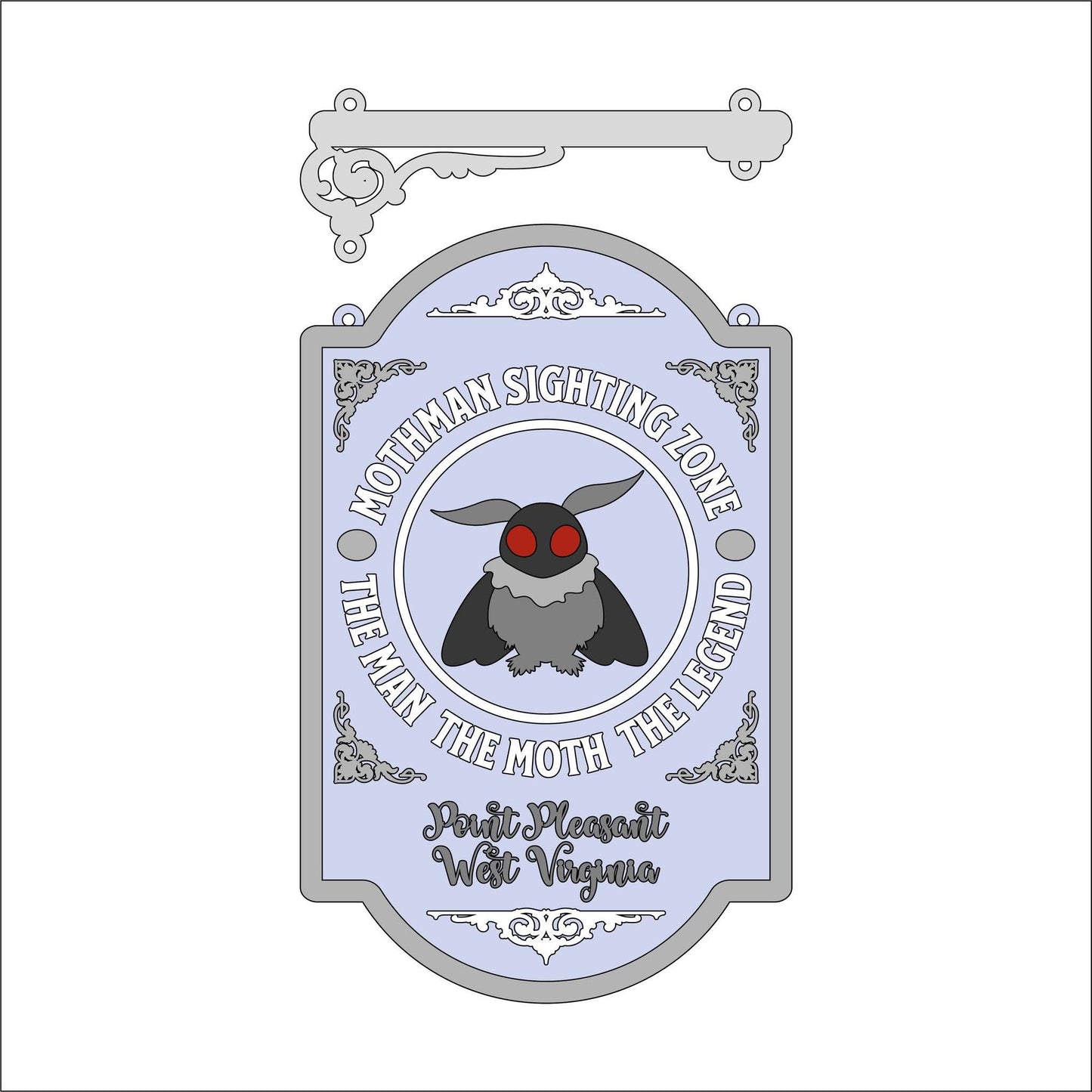 25cm Mothman Sighting Zone Hanging Sign
