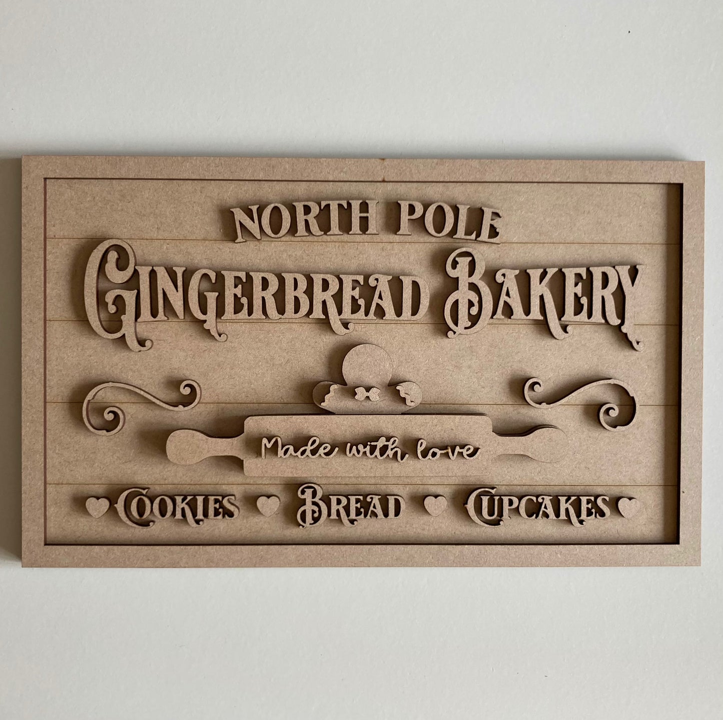 30cm North Pole Gingerbread Bakery Sign