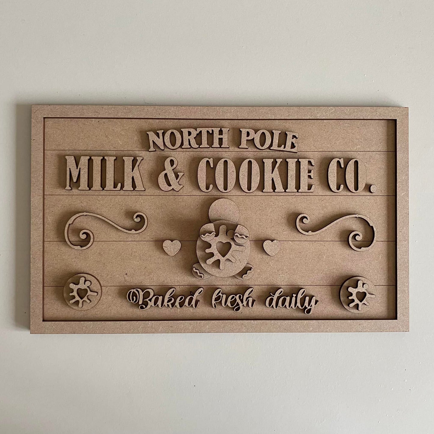 30cm North Pole Milk & Cookie Co. Sign