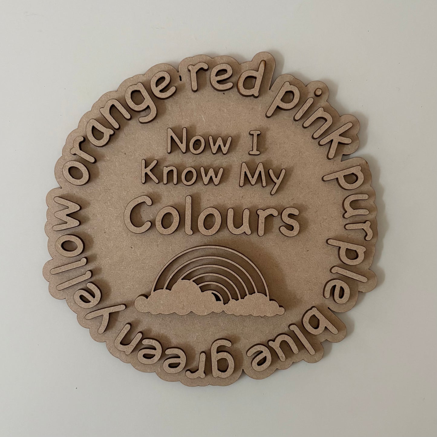 20cm Now I Know My Colours Sign