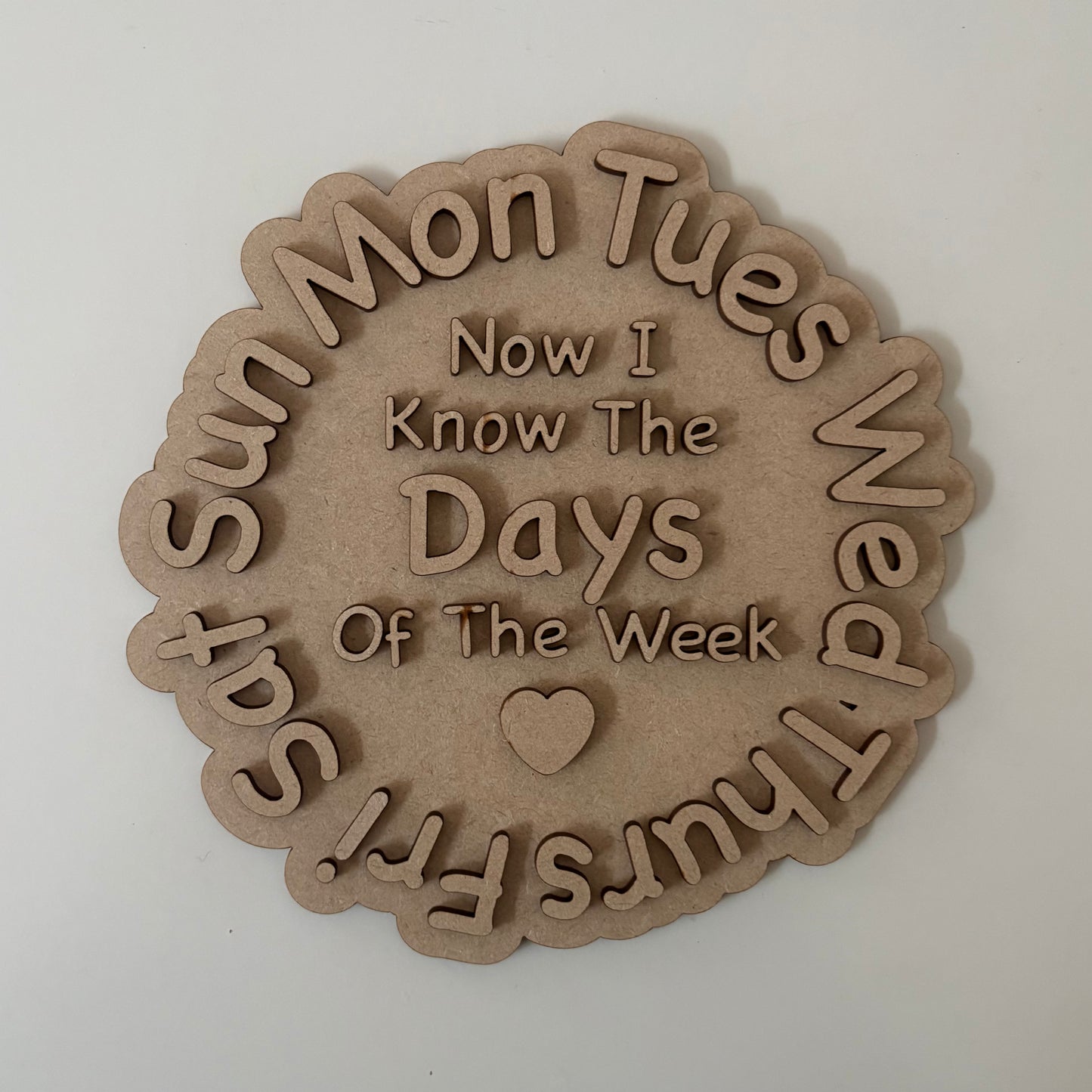 20cm Now I Know The Days Of The Week Sign