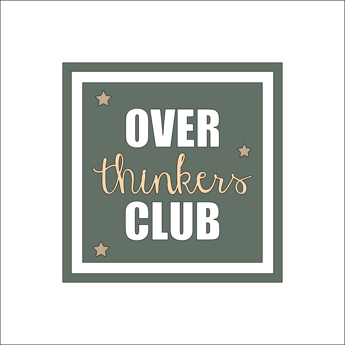 19cm Over Thinkers Club Sign