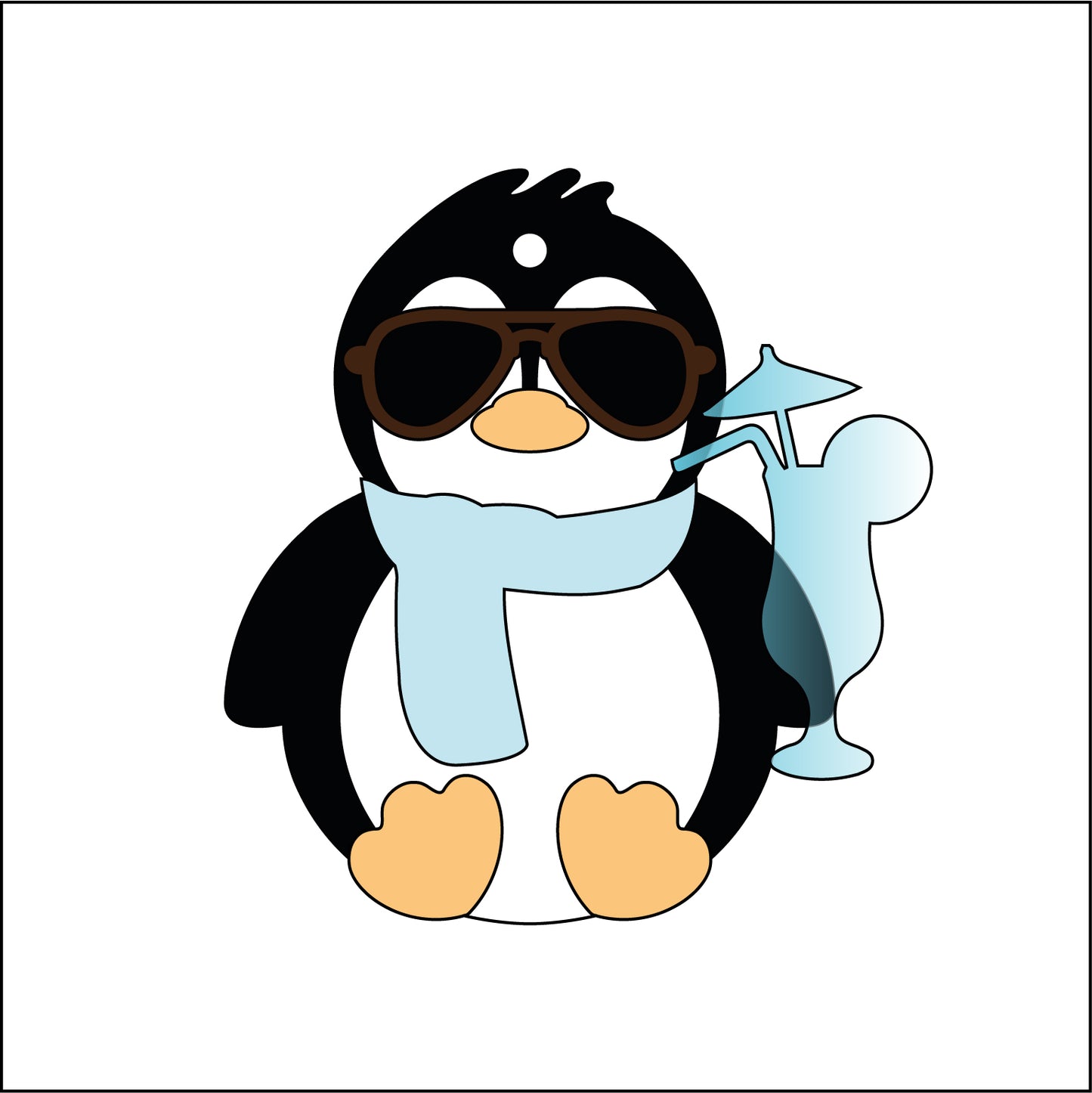 10cm Penguin With Cocktail Decoration