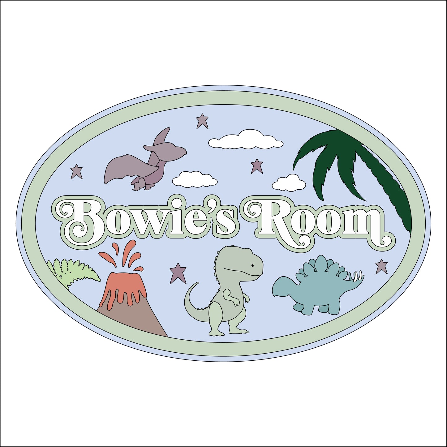 30cm Personalised Oval Dinosaur Sign