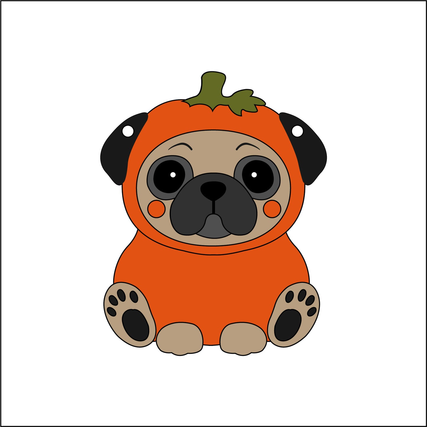 10cm Pumpkin Pug Decoration