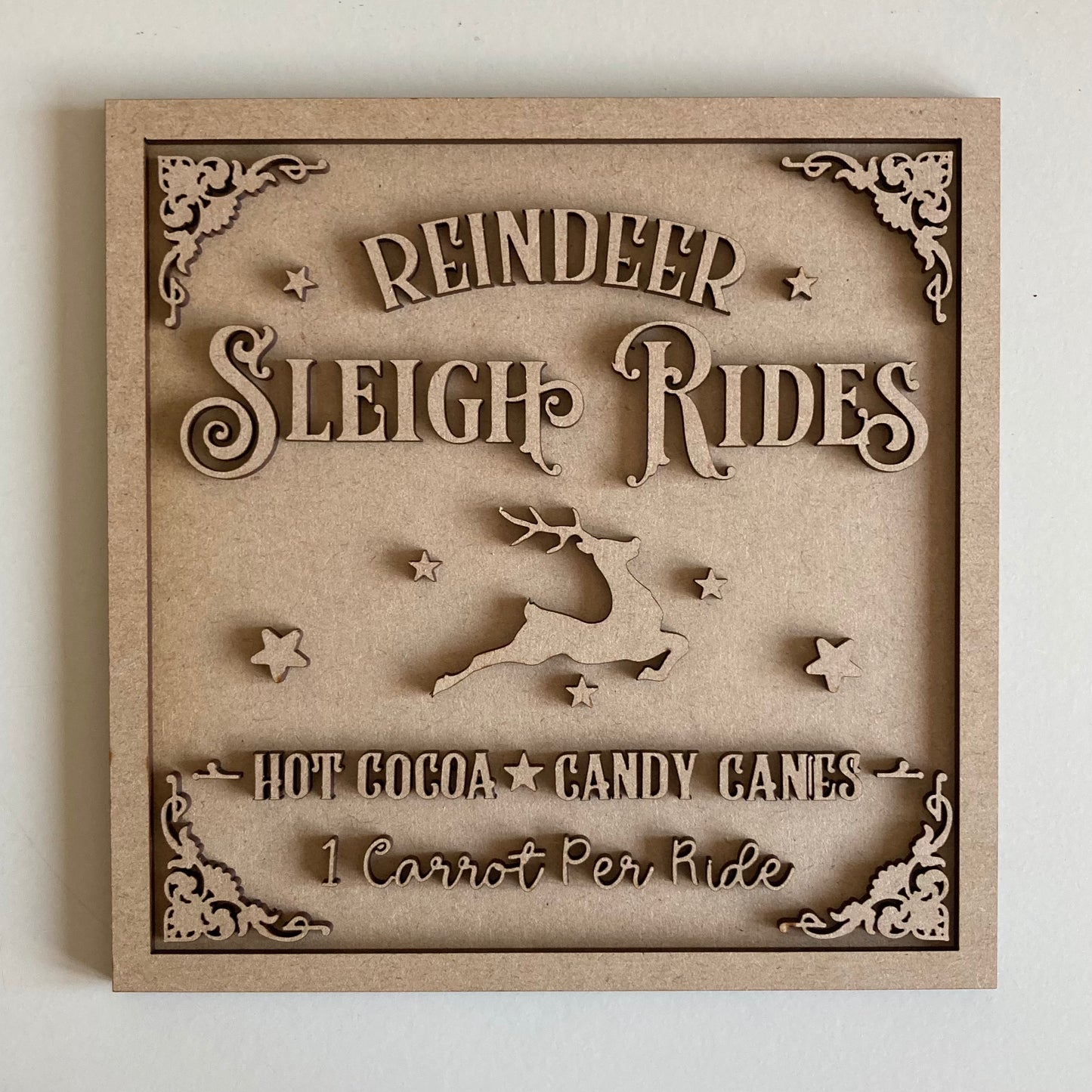 19cm Reindeer Sleigh Rides Sign