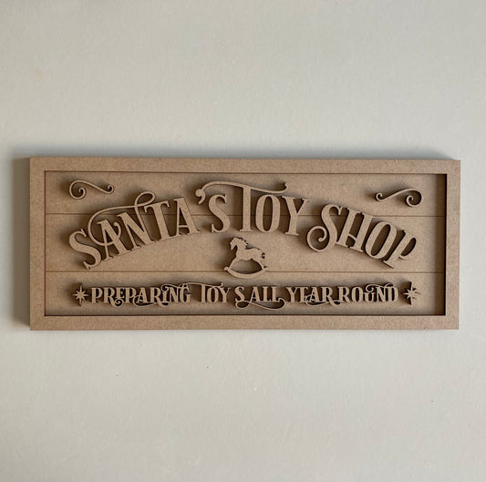 30cm Santa's Toy Shop Rectangle Sign