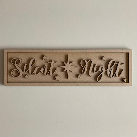 30cm Silent Night Rectangle Sign