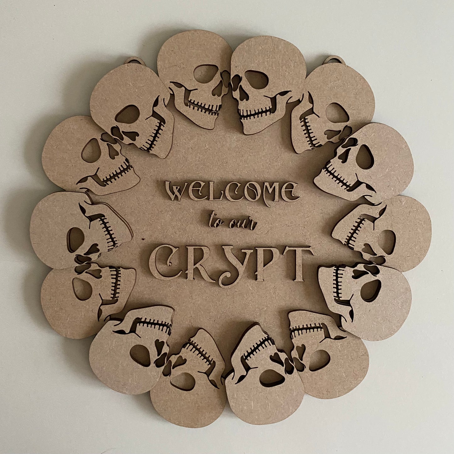30cm Welcome To Our Crypt Skulls Wreath