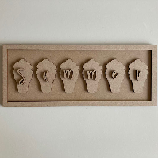 30cm Summer Ice Creams Rectangle Sign