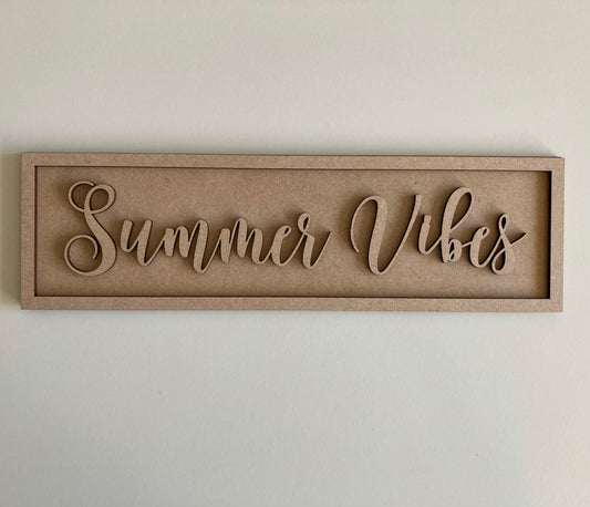 30cm Summer Vibes Rectangle Sign