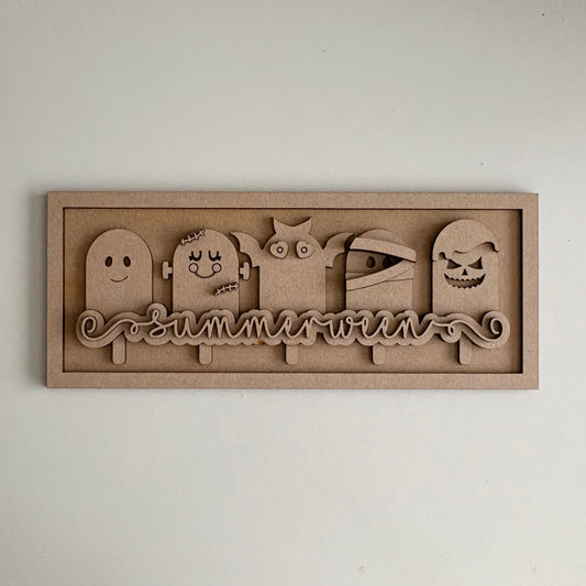 30cm Summerween Ice Lollies Rectangle Sign
