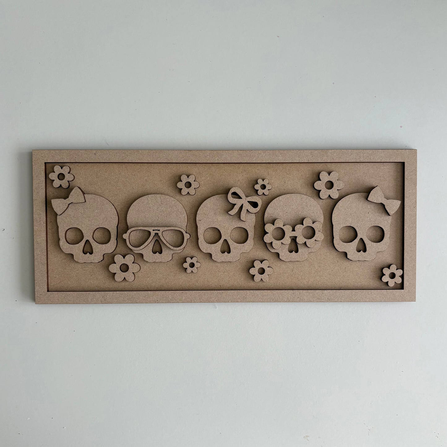 20cm Summer Skulls Rectangle Sign