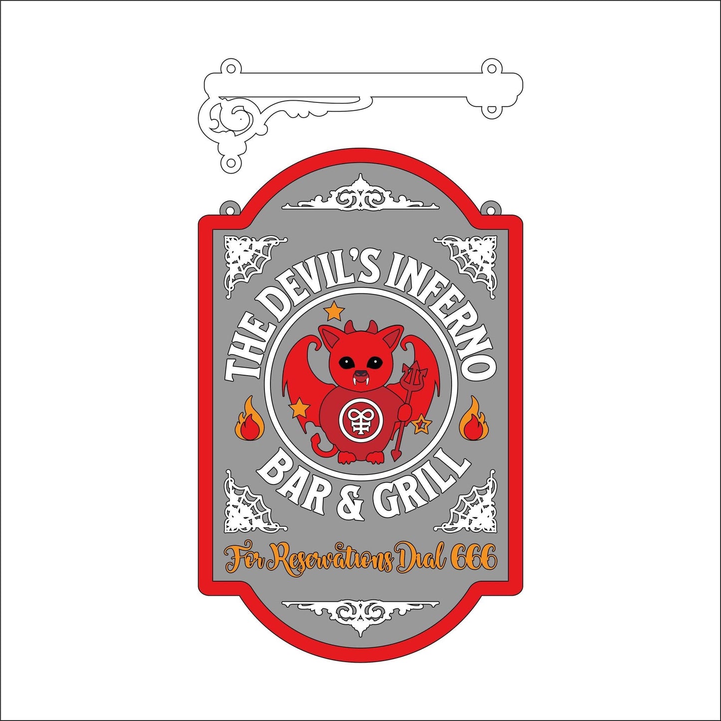 25cm The Devil's Inferno Hanging Sign