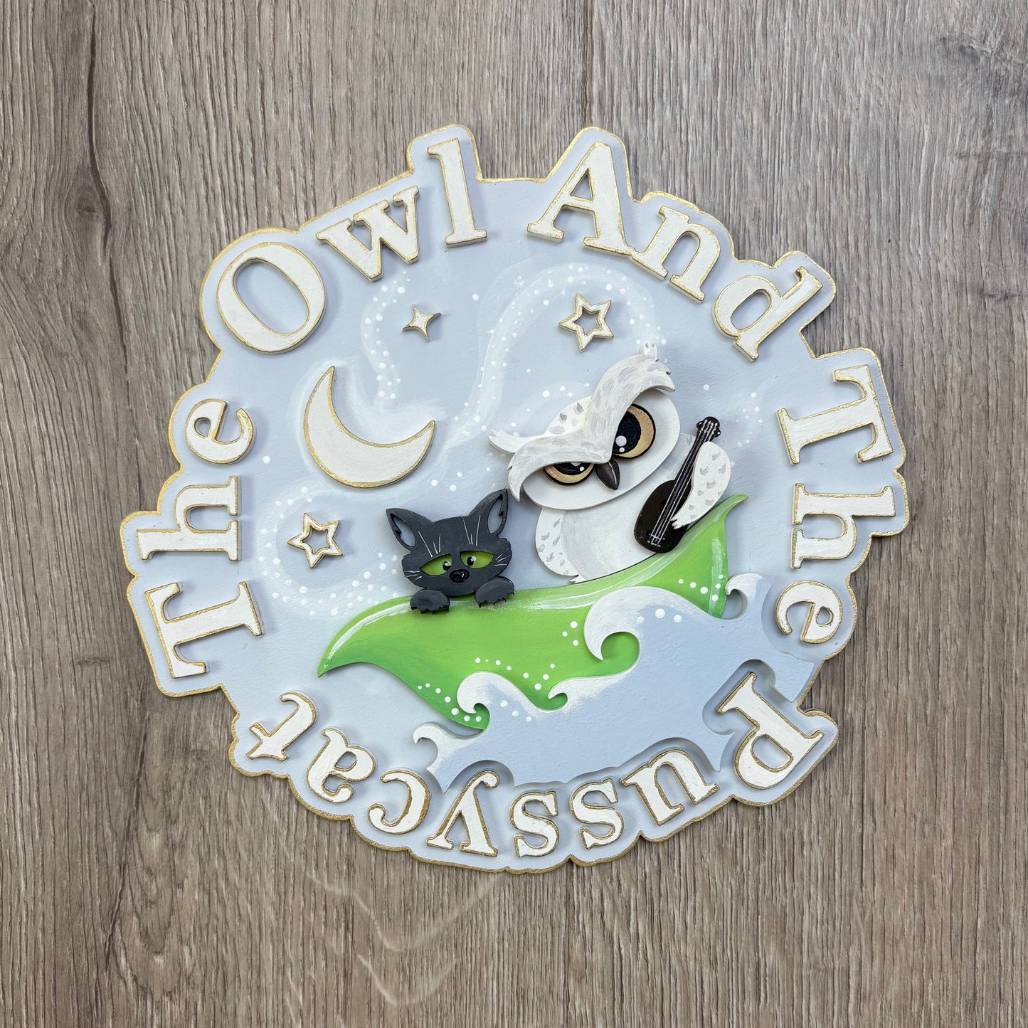 20cm Hand-Painted The Owl & The Pussycat Sign