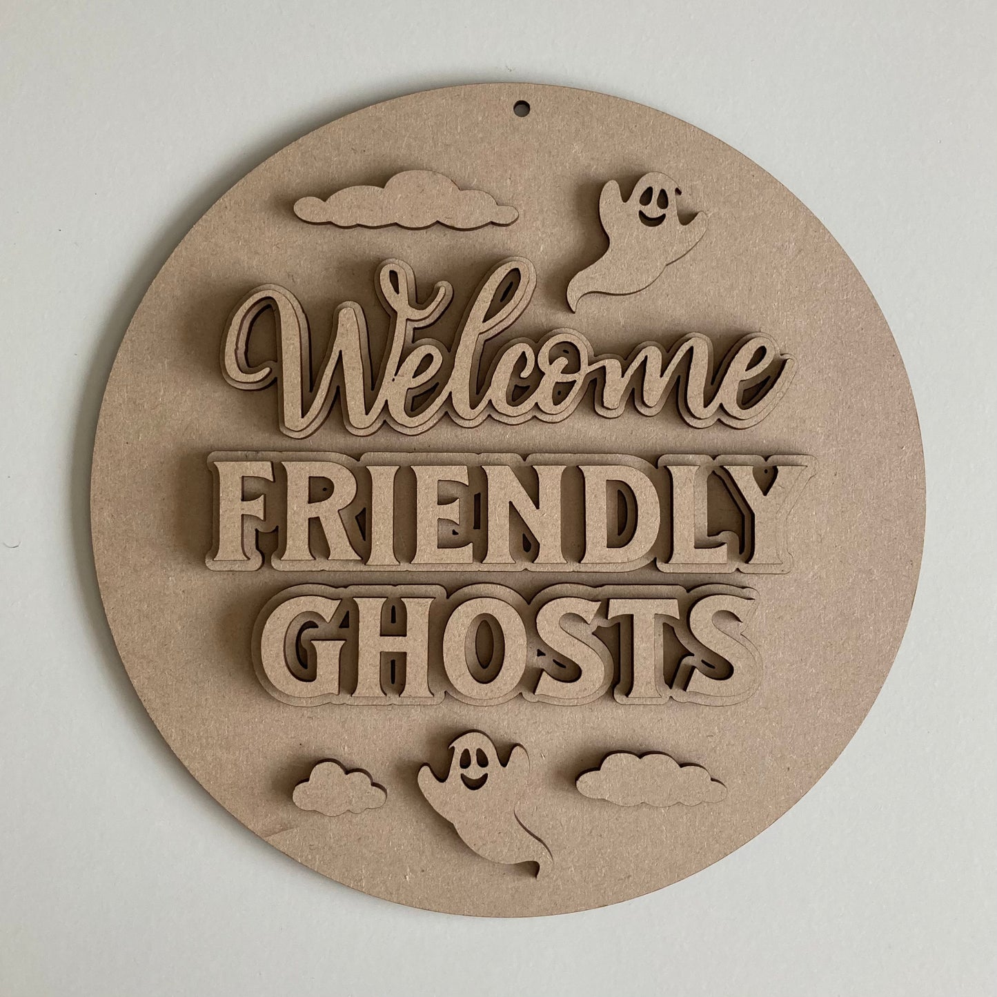 22cm Welcome Friendly Ghosts Sign