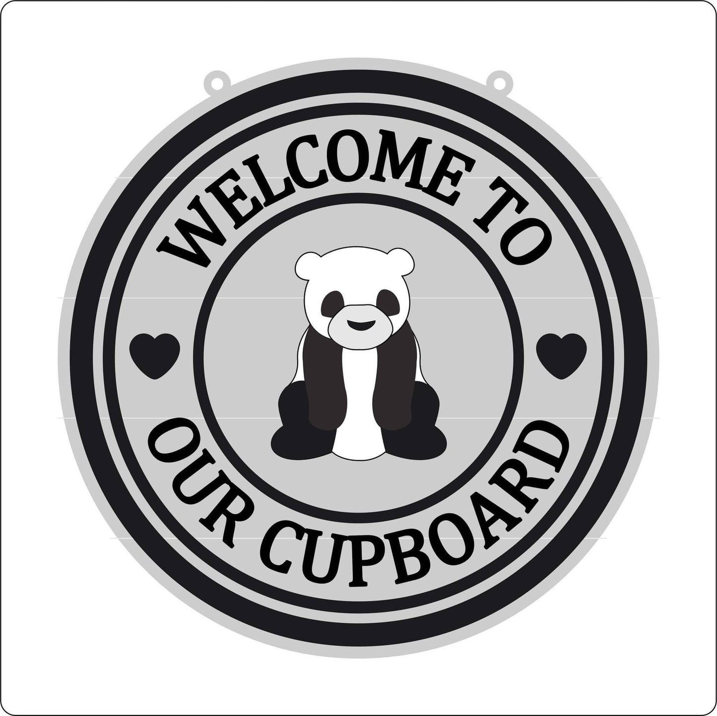 20cm Welcome To Our Cupboard Panda Sign