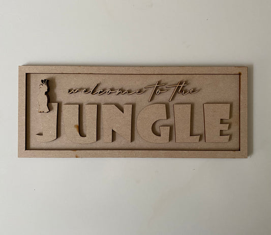 30cm Welcome To The Jungle Rectangle Sign