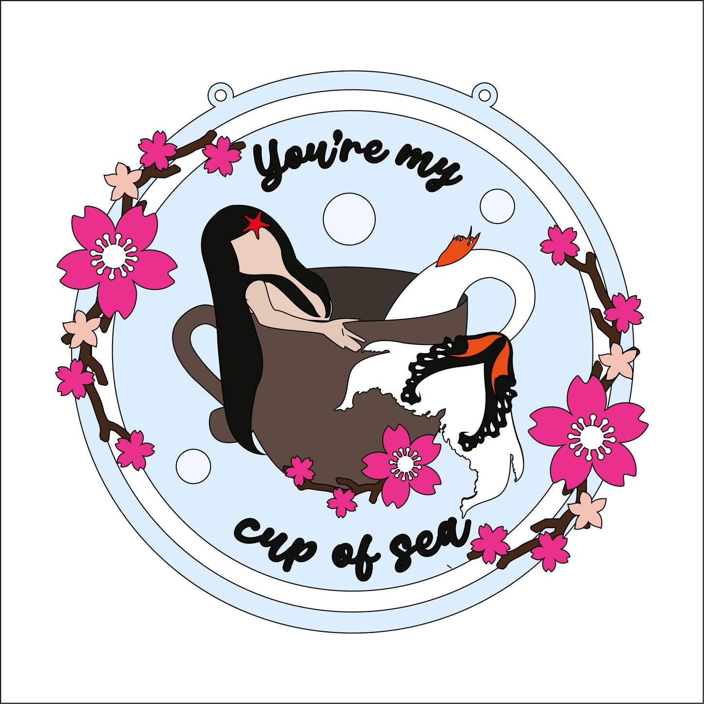 20cm Cup Of Sea Koi Mermaid Sign